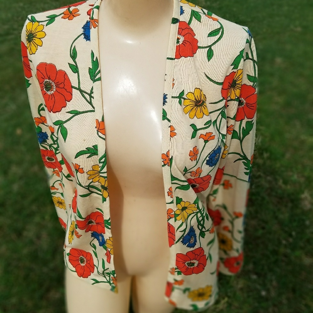 Vintage Bell Sleeve Hippie Floral Cardigan Sweater
